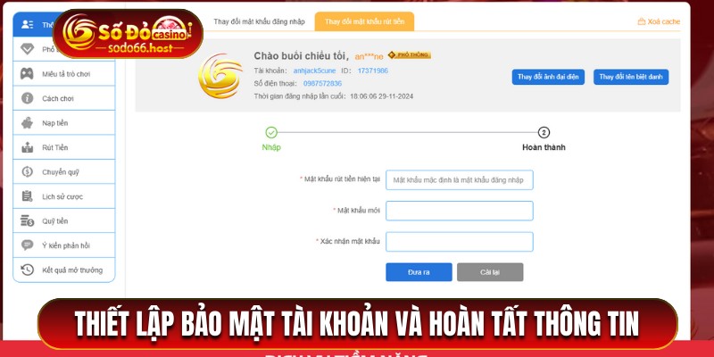 Thiết lập bảo mật tài khoản và hoàn tất thông tin